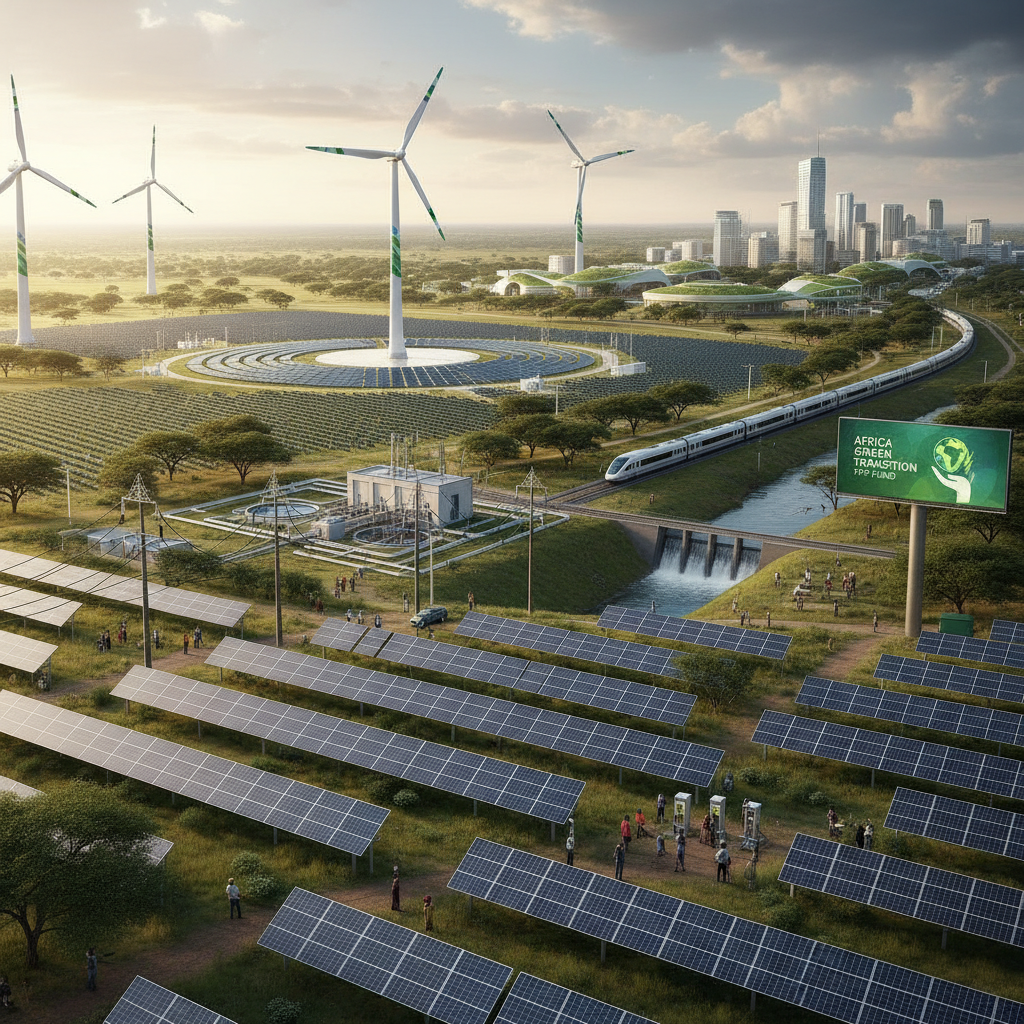Renewable energy infrastructure in Africa representing the Africa Green Transition PPP Fund mission