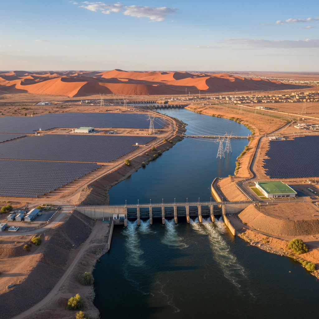 Hydro and solar energy infrastructure in Namibia representing clean energy development